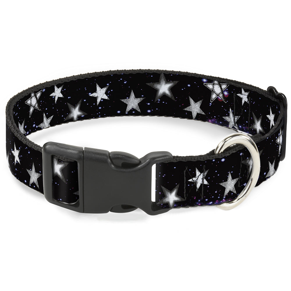Plastic Clip Collar - Glowing Stars in Space Black/Purple/White Plastic Clip Collars Buckle-Down