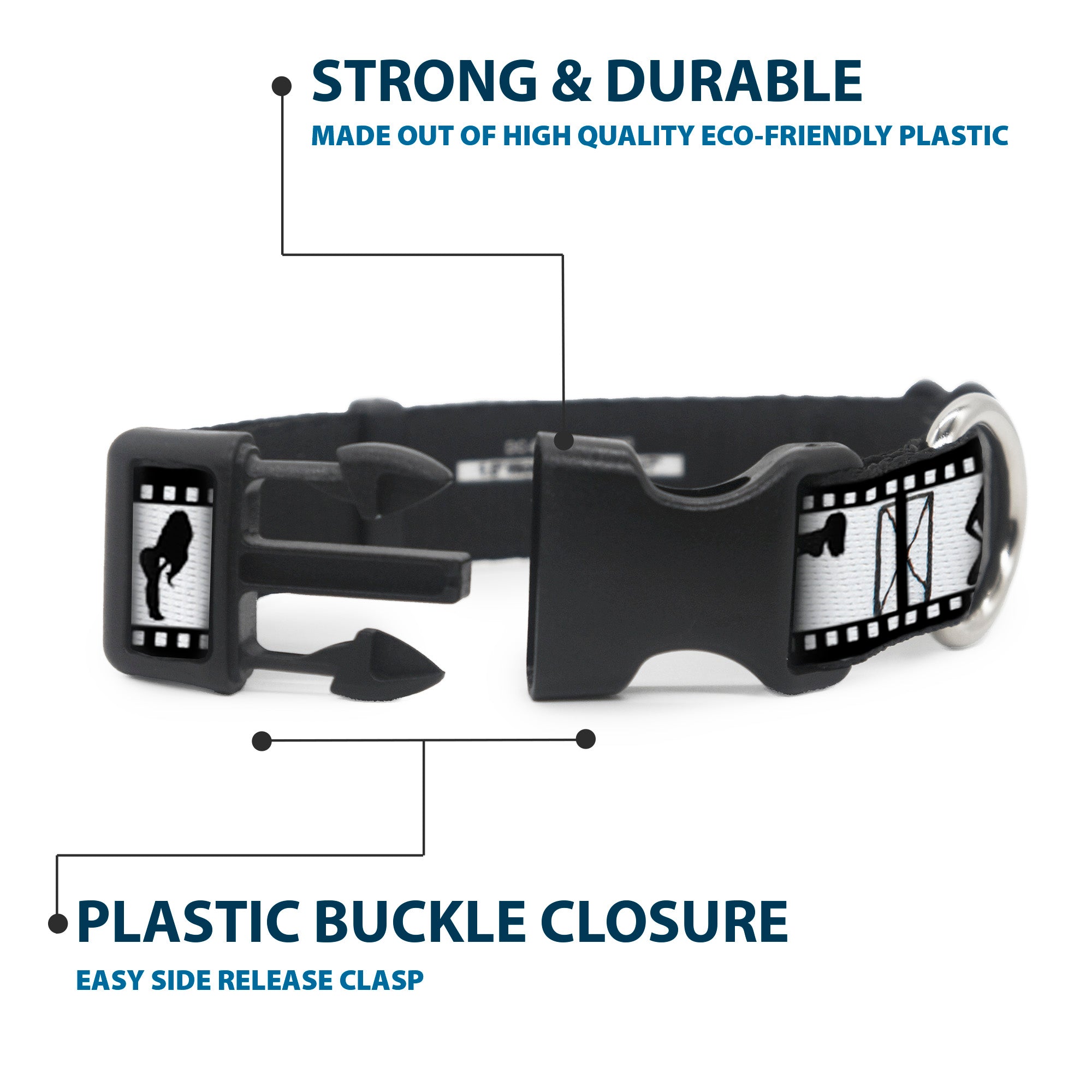 Plastic Clip Collar - Girls Posing Film Strip White/Black Plastic Clip Collars Buckle-Down