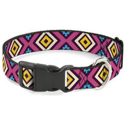 Plastic Clip Collar - Geometric1 Burgundy/Pink/Tan/Yellow/Baby Blue Plastic Clip Collars Buckle-Down