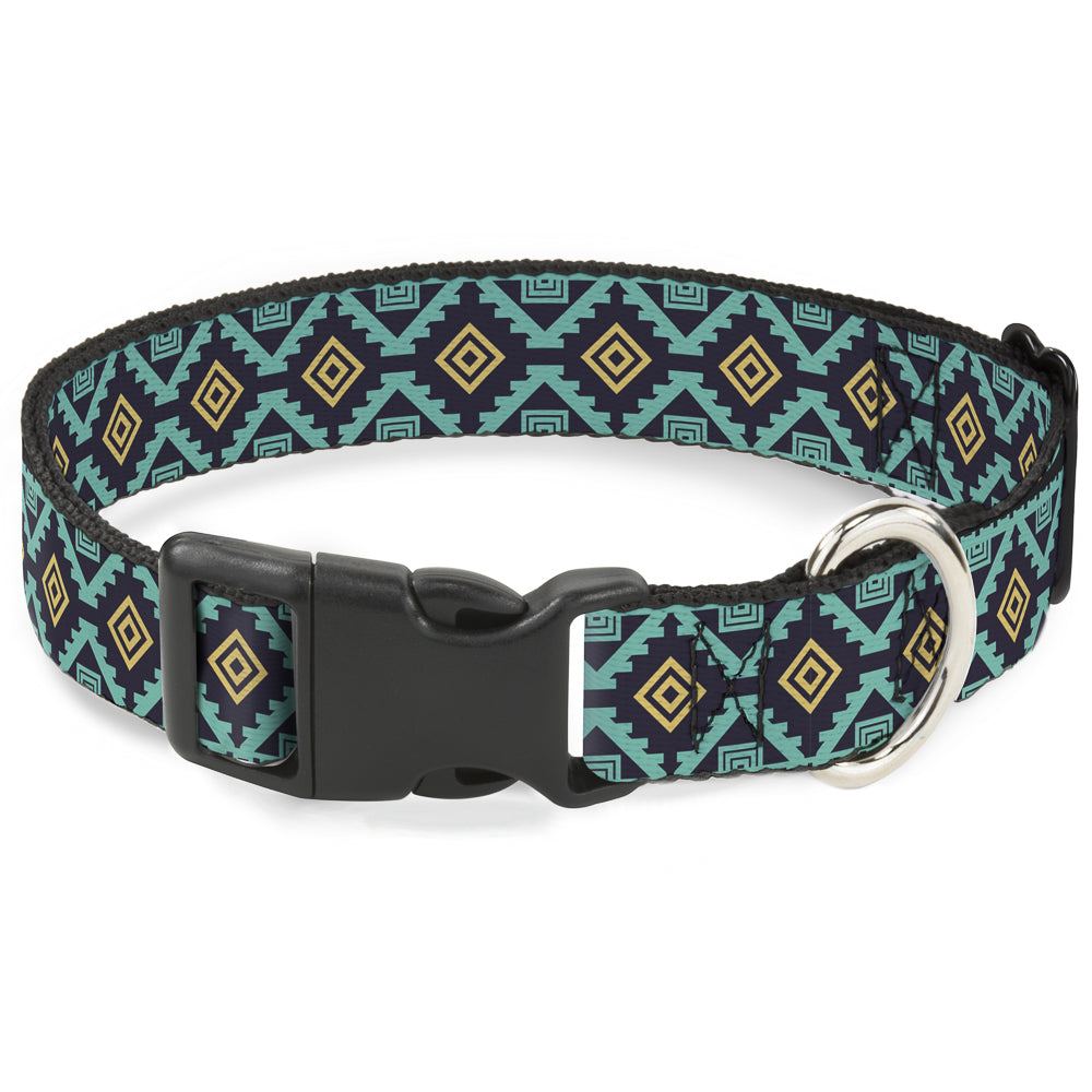 Plastic Clip Collar - Geometric6 Navy/Turquoise/Gold Plastic Clip Collars Buckle-Down