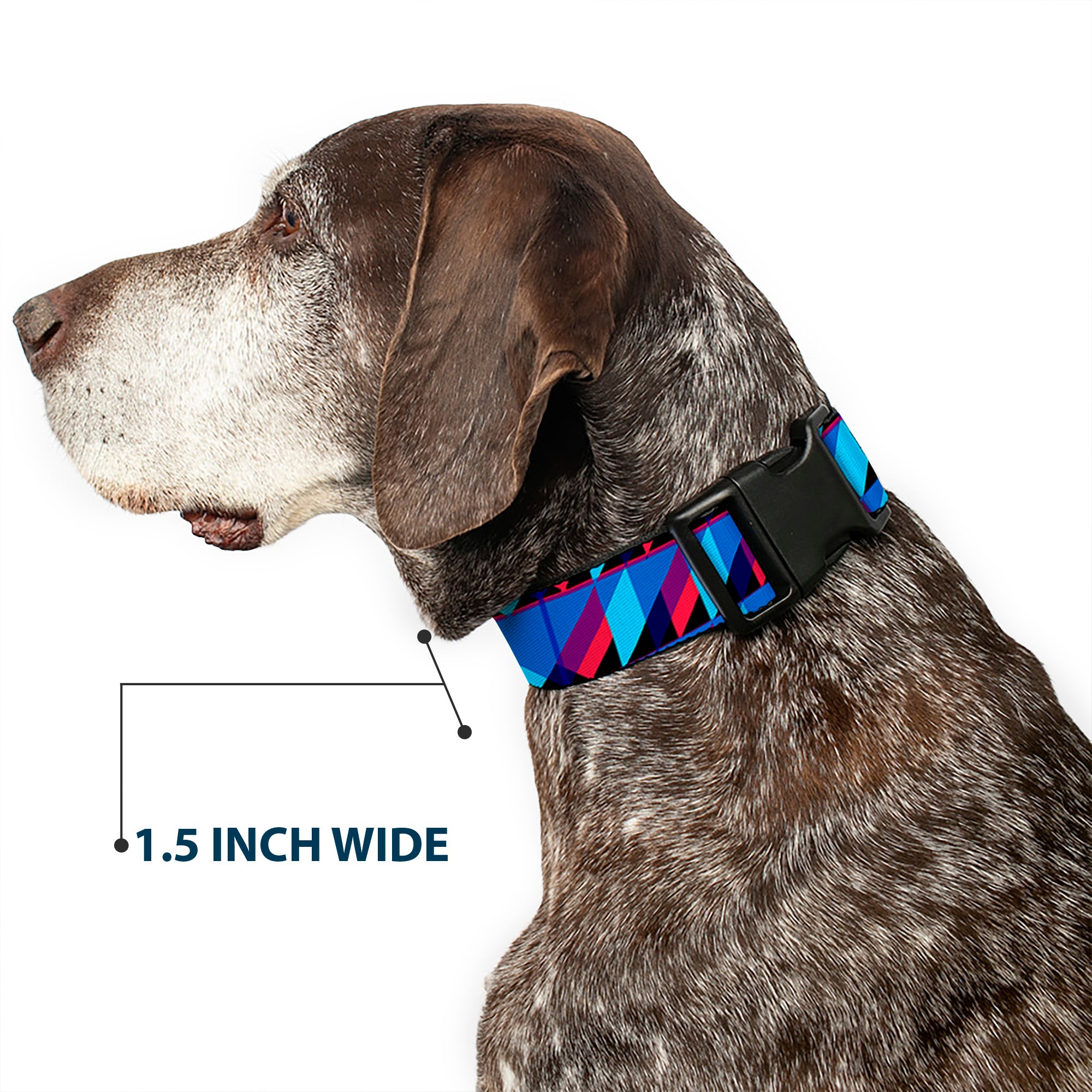 Plastic Clip Collar - Geometric Peaks Blues/Purple/Red Plastic Clip Collars Buckle-Down
