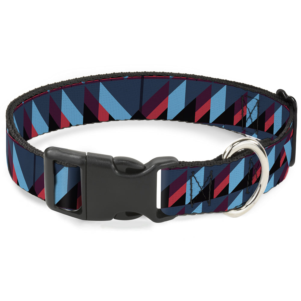 Plastic Clip Collar - Geometric Peaks Blues/Purple/Red Plastic Clip Collars Buckle-Down