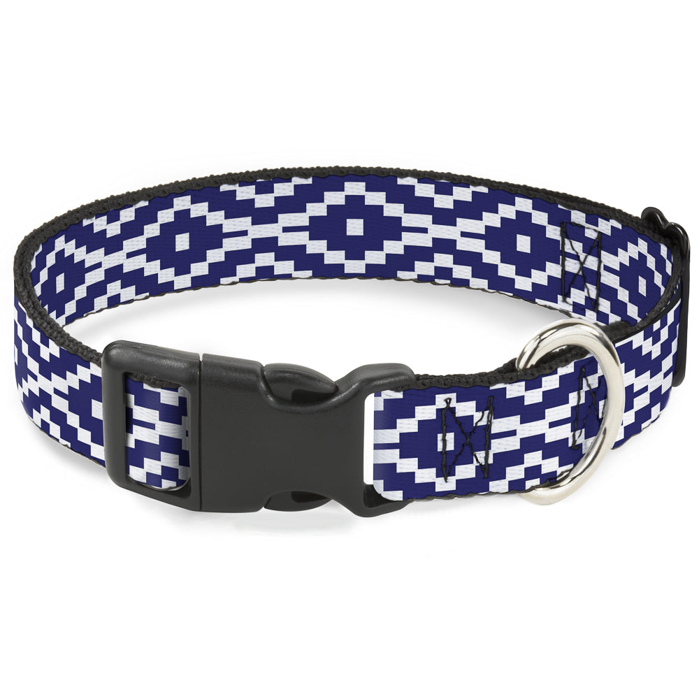 Plastic Clip Collar - Geometric Diamond Blue/White Plastic Clip Collars Buckle-Down