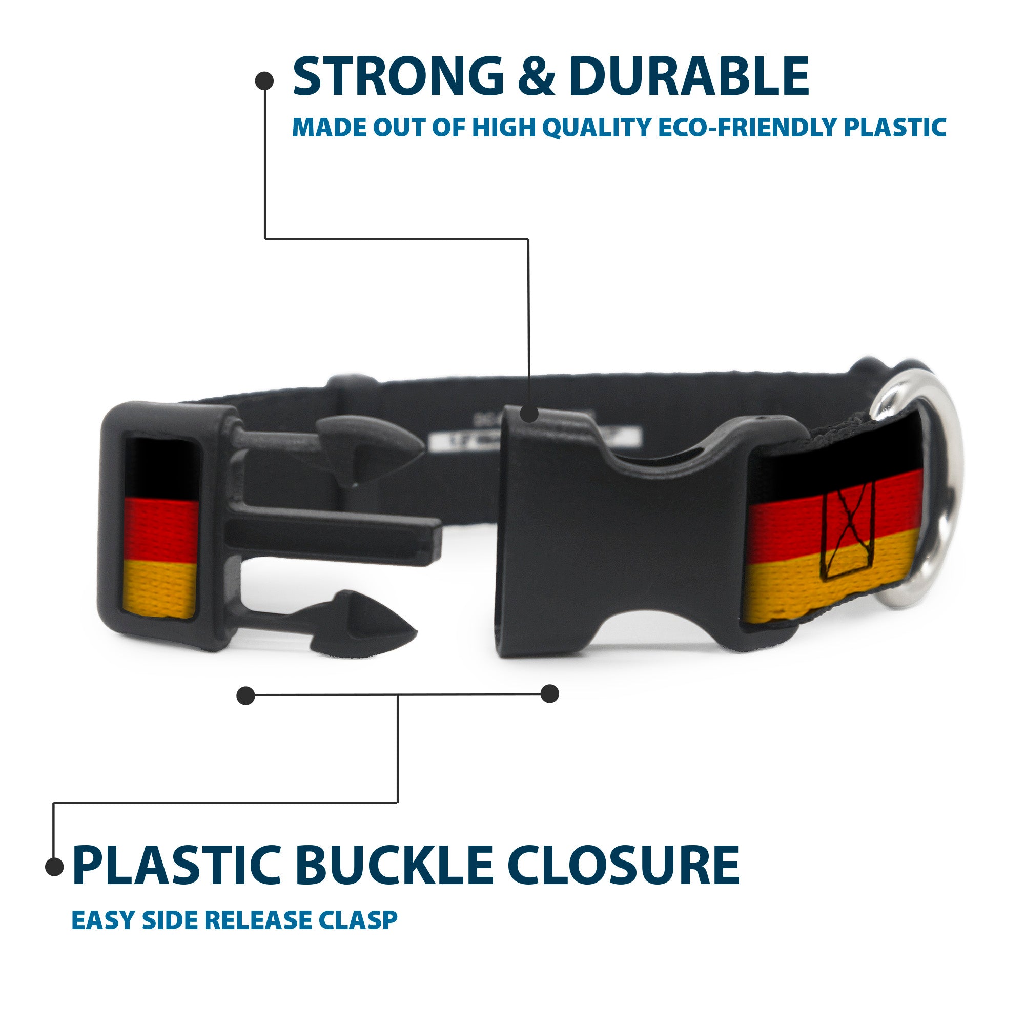 Plastic Clip Collar - Germany Flag Weathered Plastic Clip Collars Buckle-Down