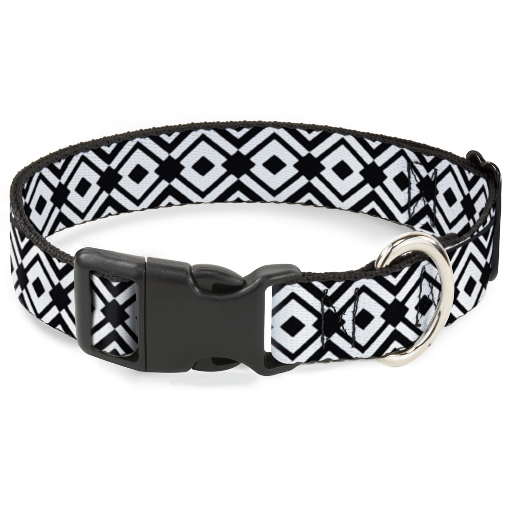 Plastic Clip Collar - Geometric Diamond2 Black/White/Black Plastic Clip Collars Buckle-Down