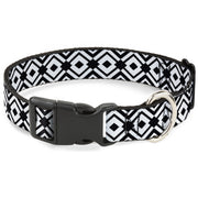 Plastic Clip Collar - Geometric Diamond2 Black/White/Black Plastic Clip Collars Buckle-Down