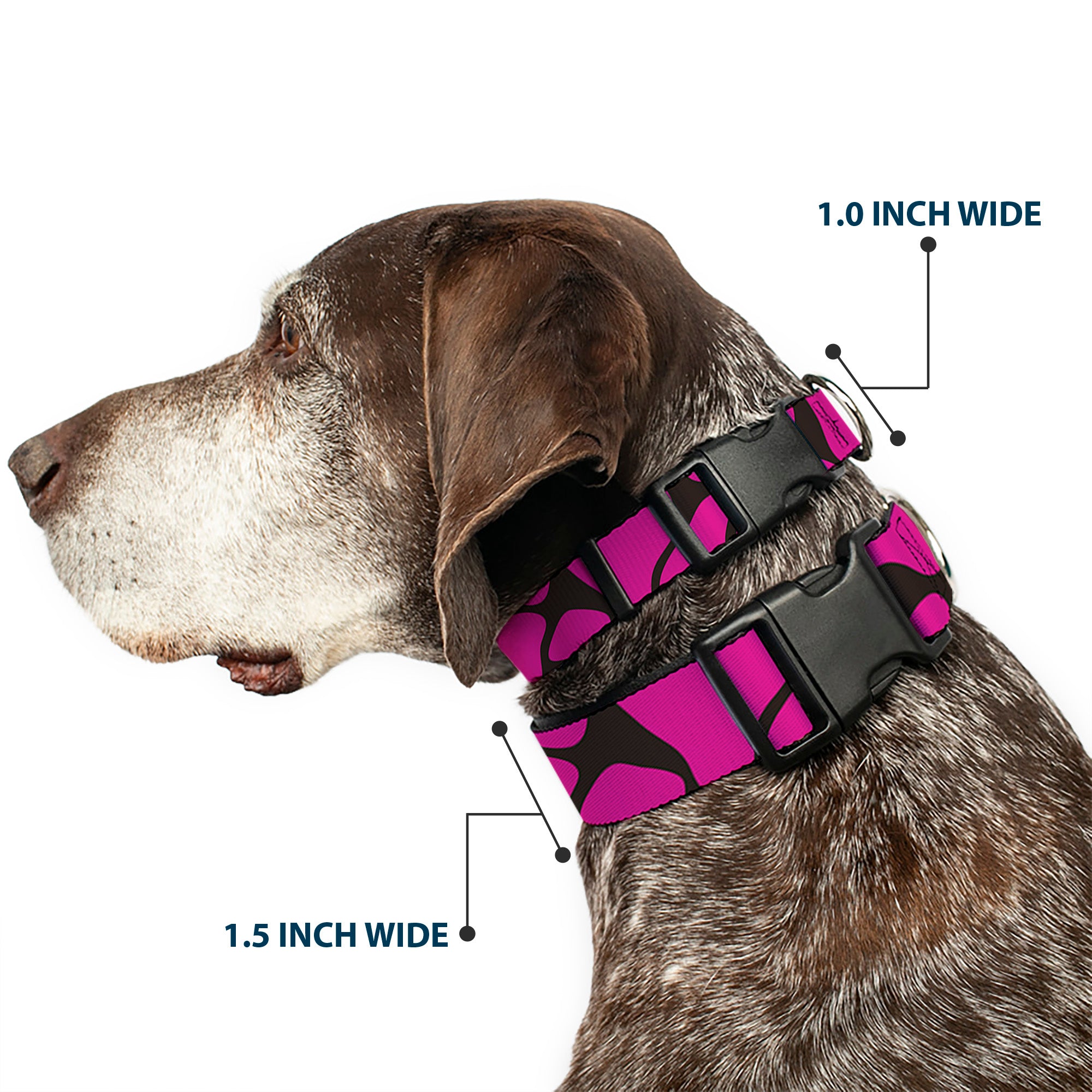 Plastic Clip Collar - Giraffe Spots Black/Fuchsia Plastic Clip Collars Buckle-Down