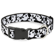 Plastic Clip Collar - Ghosts Scattered Black/White Plastic Clip Collars Buckle-Down