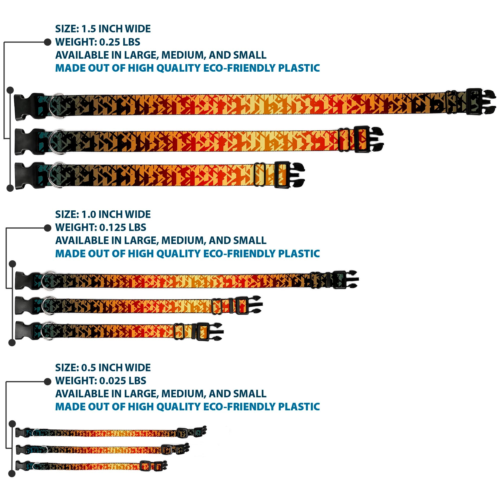 Plastic Clip Collar - Geometric Transition Blues/Reds/Orange/Yellows Plastic Clip Collars Buckle-Down