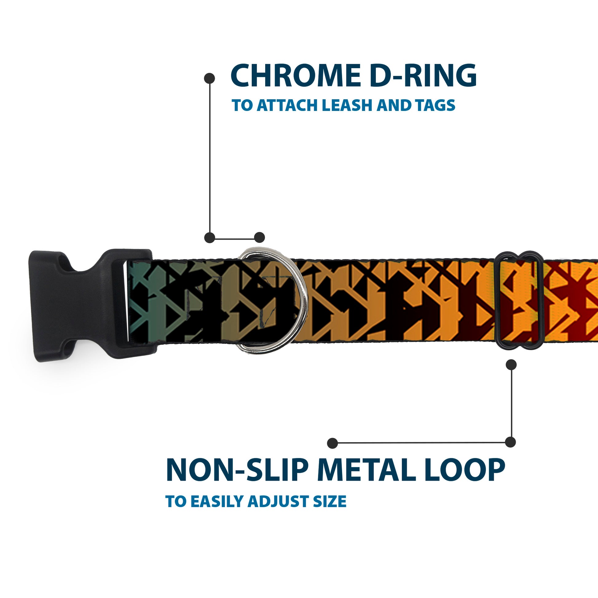 Plastic Clip Collar - Geometric Transition Blues/Reds/Orange/Yellows Plastic Clip Collars Buckle-Down