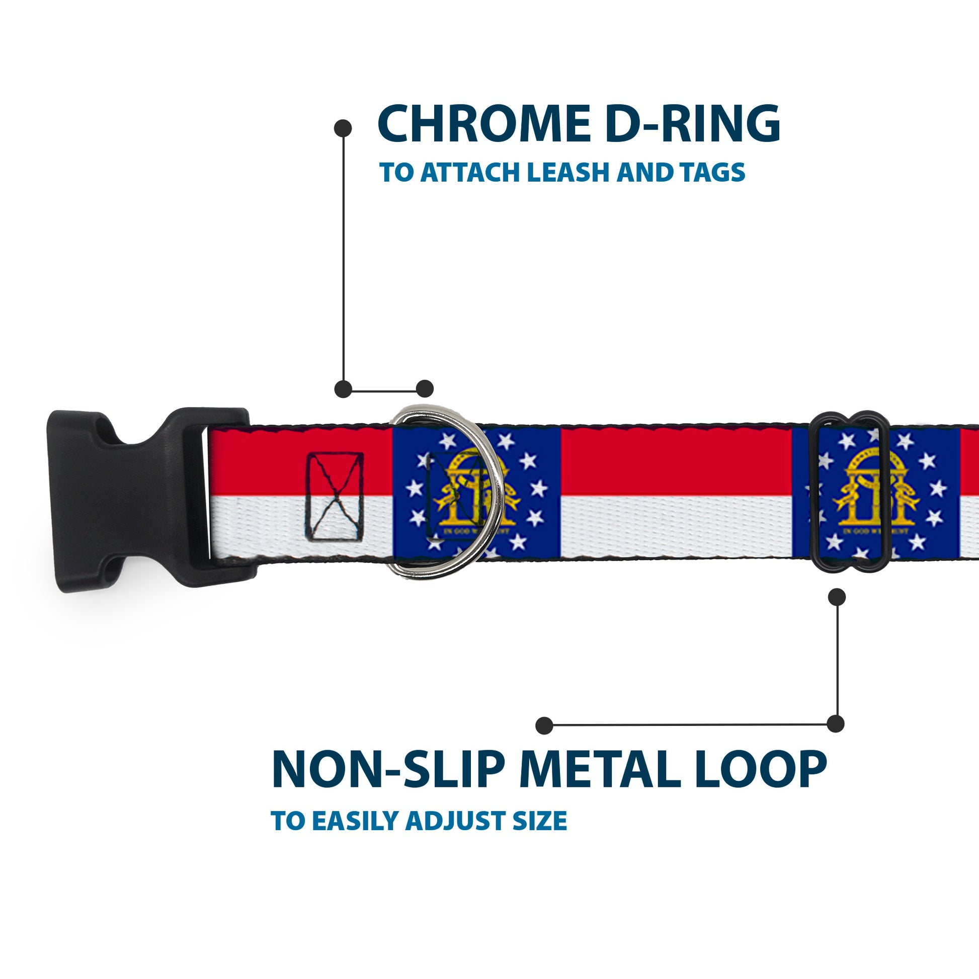 Plastic Clip Collar - Georgia Flag Plastic Clip Collars Buckle-Down