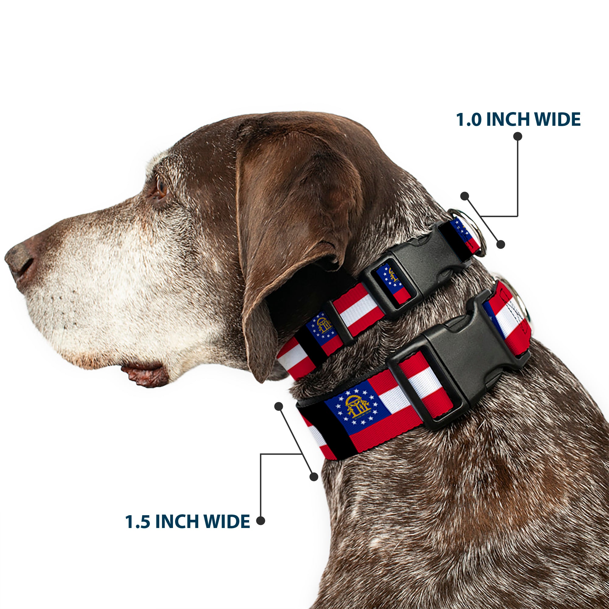 Plastic Clip Collar - Georgia Flags/Black Plastic Clip Collars Buckle-Down