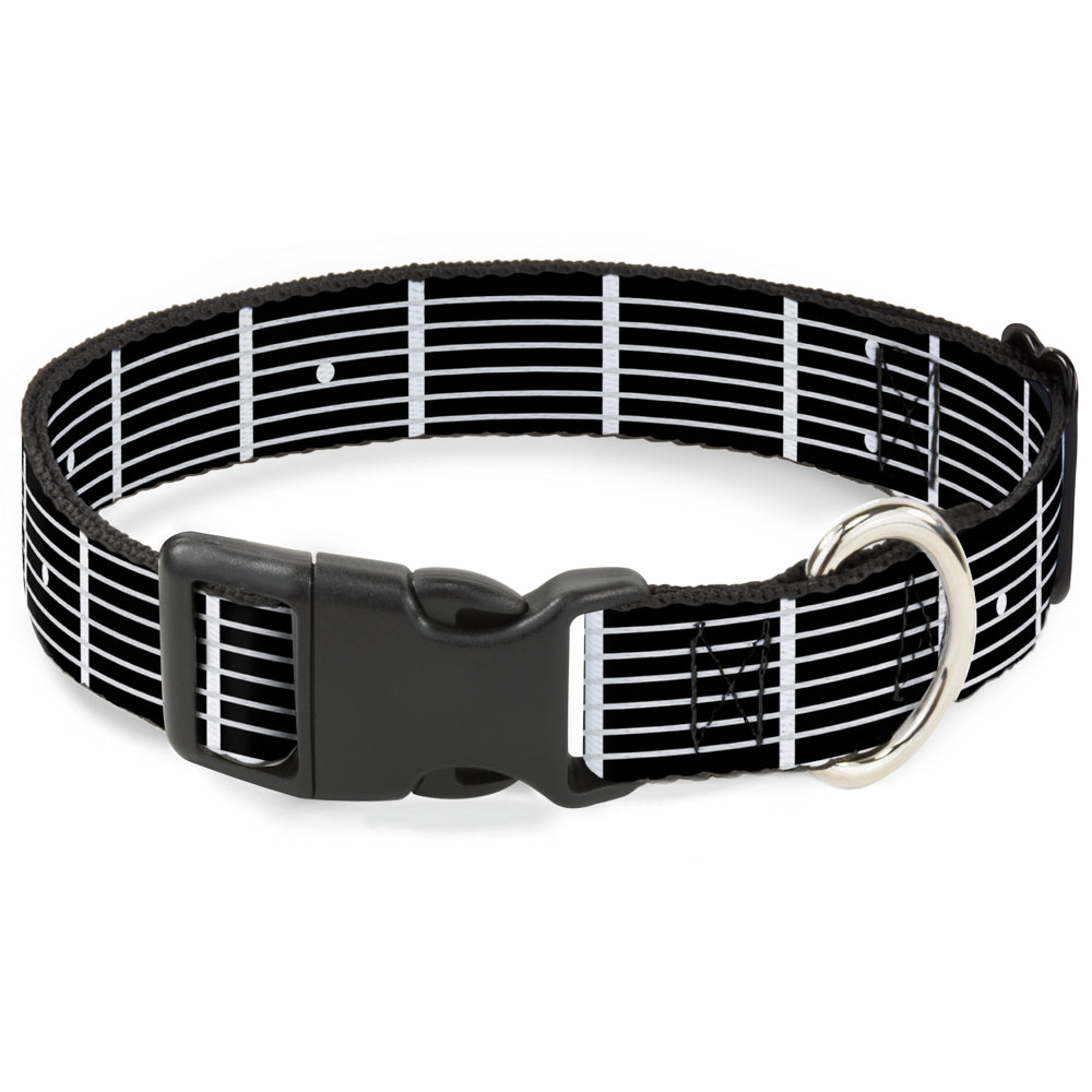 Plastic Clip Collar - Guitar Neck Black/White Plastic Clip Collars Buckle-Down