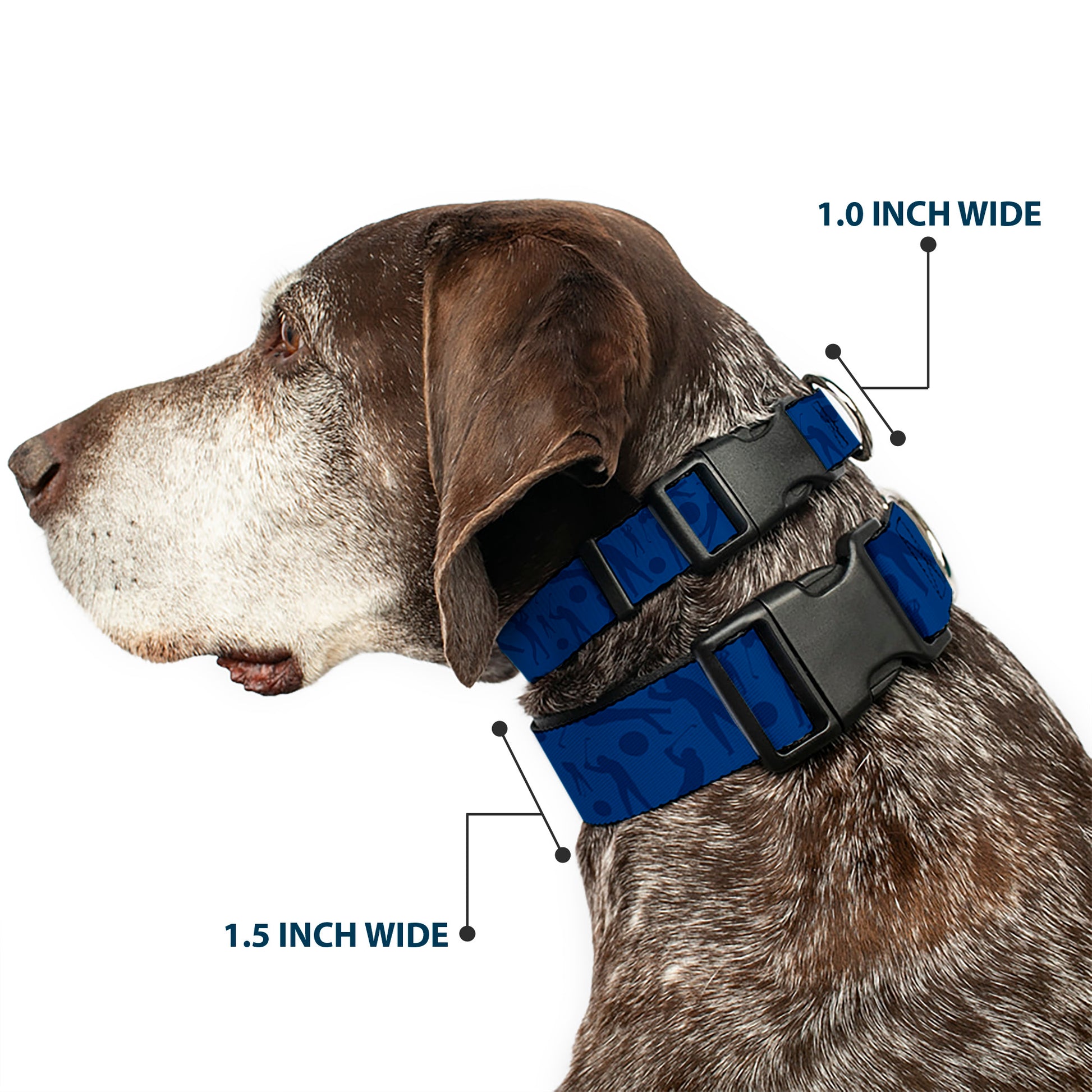 Plastic Clip Collar - Golfing Silhouettes Collage Blues Plastic Clip Collars Buckle-Down