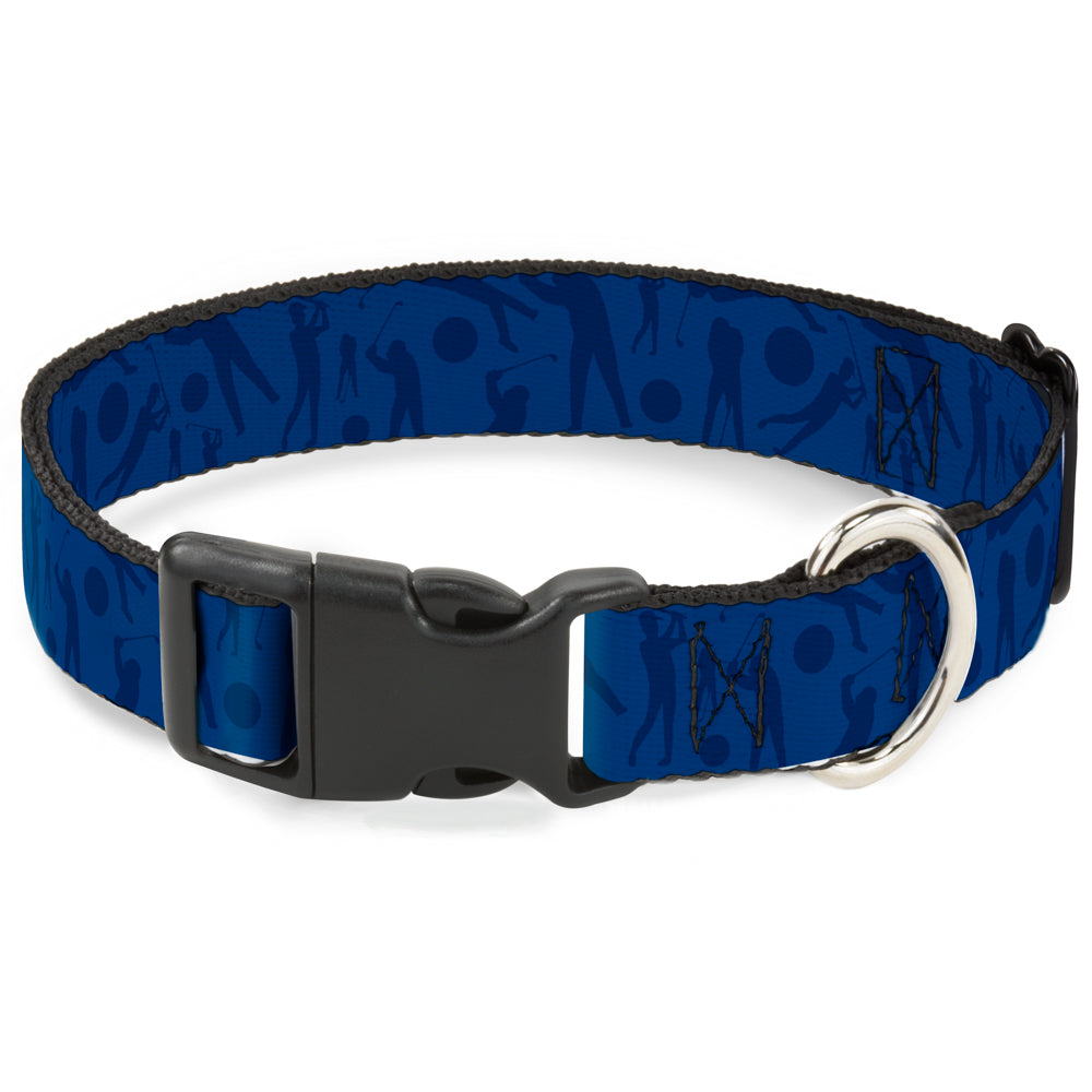 Plastic Clip Collar - Golfing Silhouettes Collage Blues Plastic Clip Collars Buckle-Down