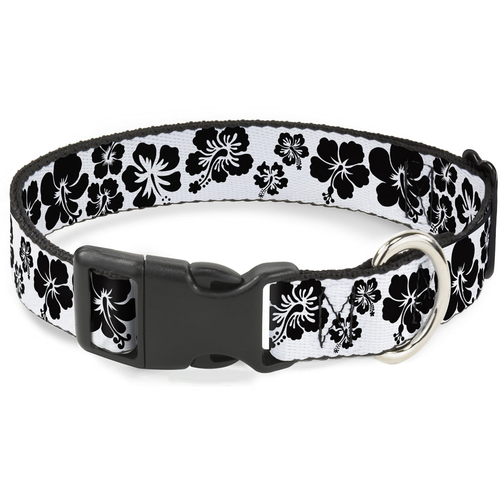 Plastic Clip Collar - Hibiscus White/Black Plastic Clip Collars Buckle-Down