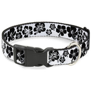 Plastic Clip Collar - Hibiscus White/Black Plastic Clip Collars Buckle-Down