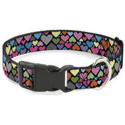 Plastic Clip Collar - Hearts Black/Multi Color Plastic Clip Collars Buckle-Down