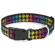 Plastic Clip Collar - Houndstooth Black/Rainbow Plastic Clip Collars Buckle-Down