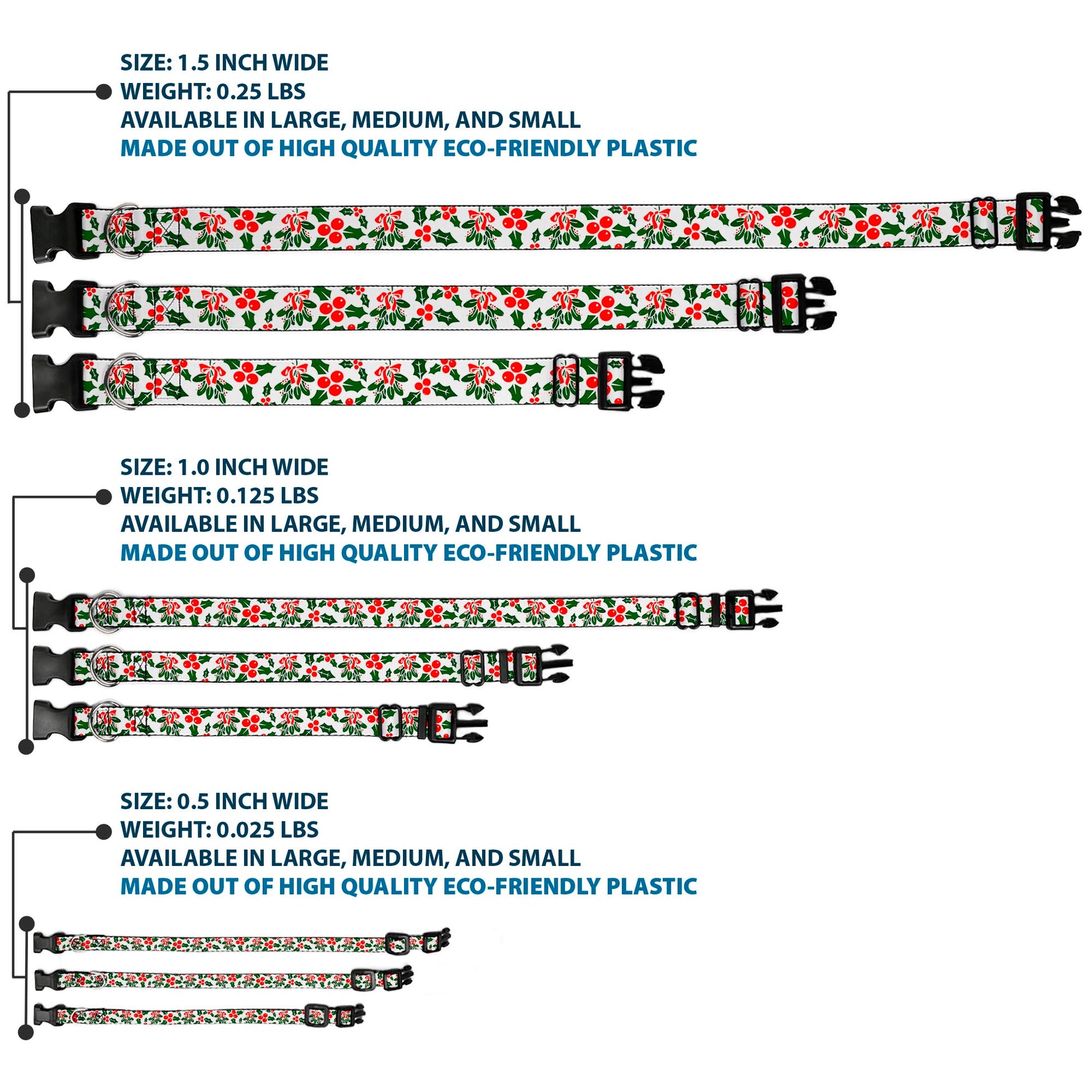 Plastic Clip Collar - Holly & Mistletoe Plastic Clip Collars Buckle-Down