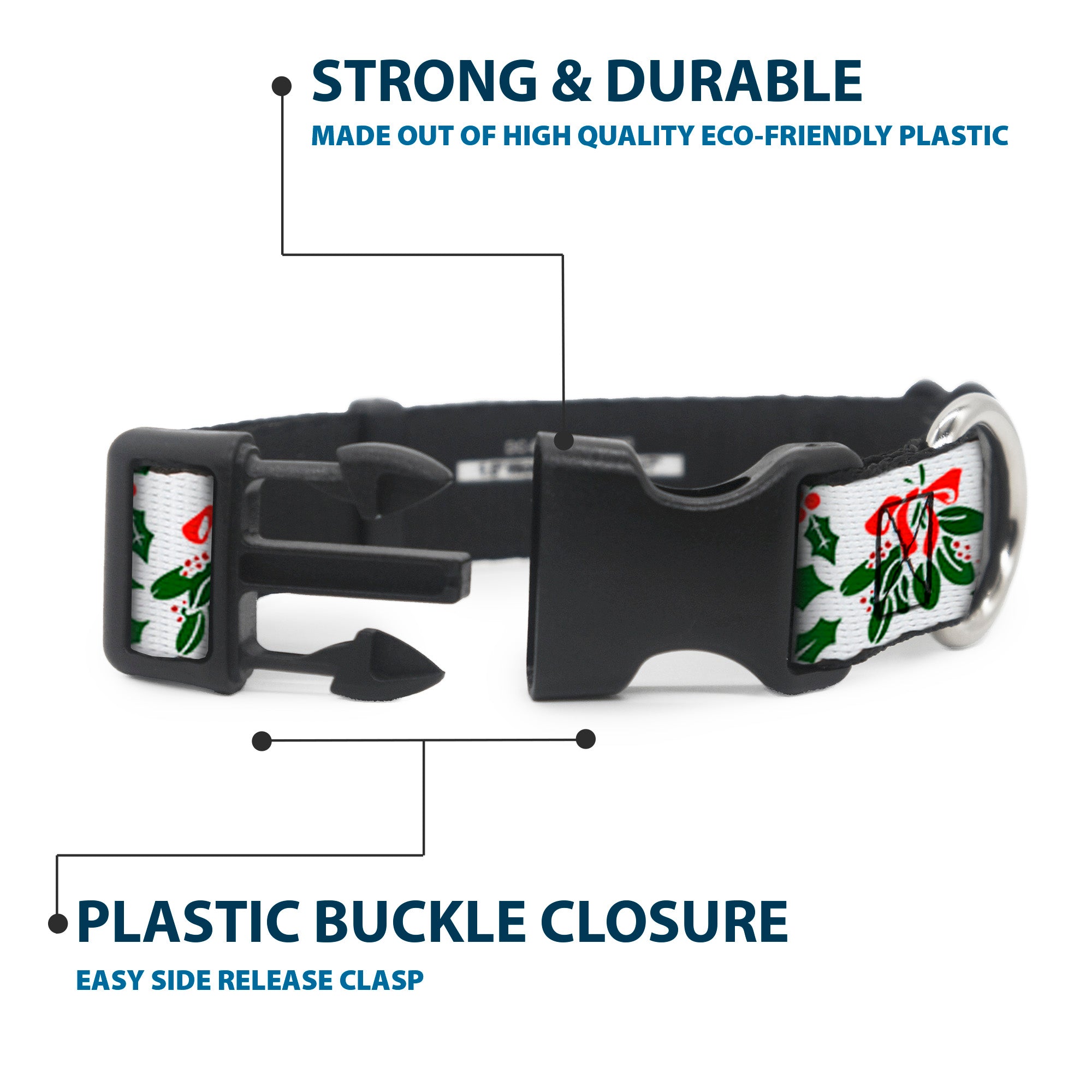 Plastic Clip Collar - Holly & Mistletoe Plastic Clip Collars Buckle-Down