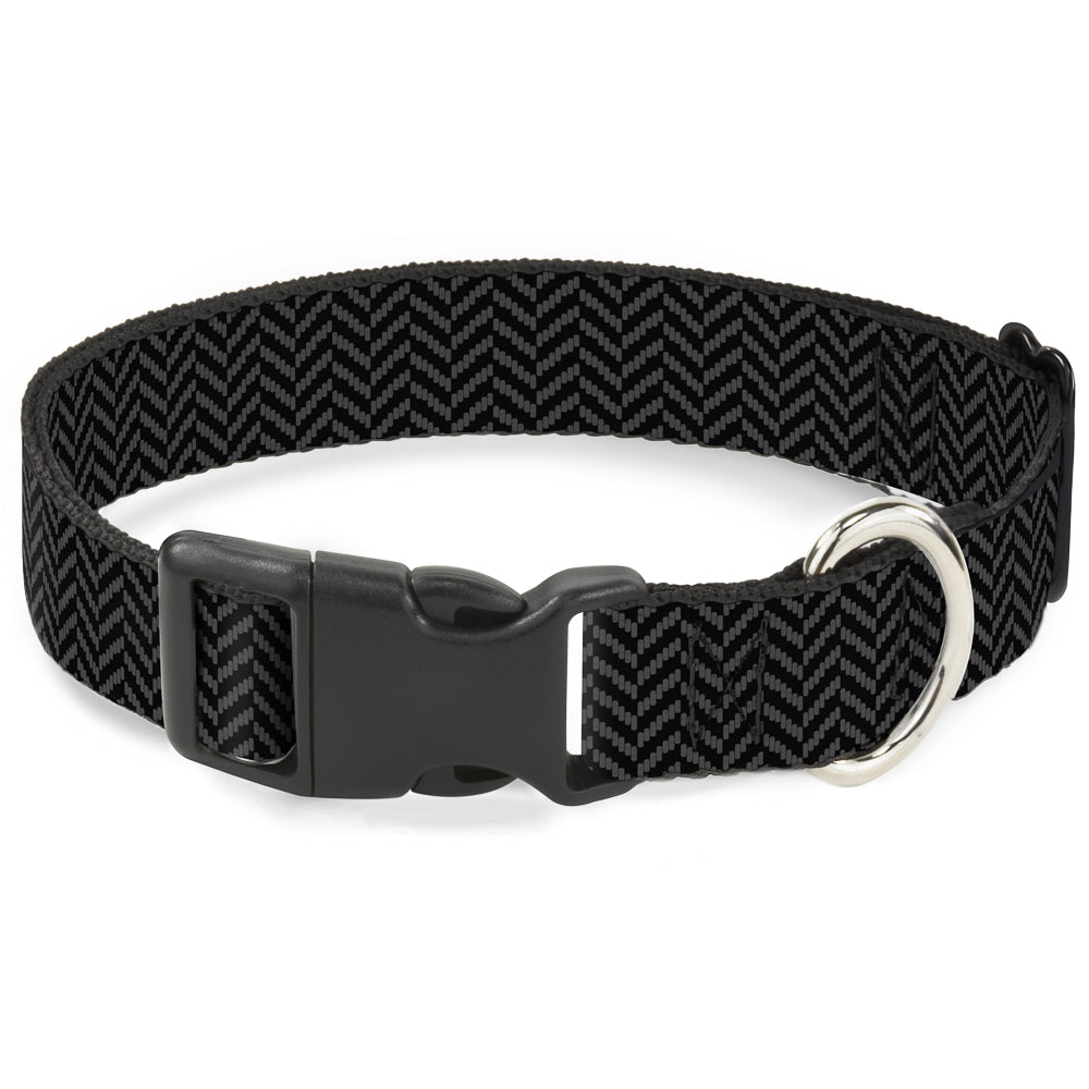 Plastic Clip Collar - Herringbone Jagged Black/Gray Plastic Clip Collars Buckle-Down