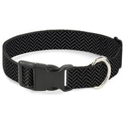 Plastic Clip Collar - Herringbone Jagged Black/Gray Plastic Clip Collars Buckle-Down