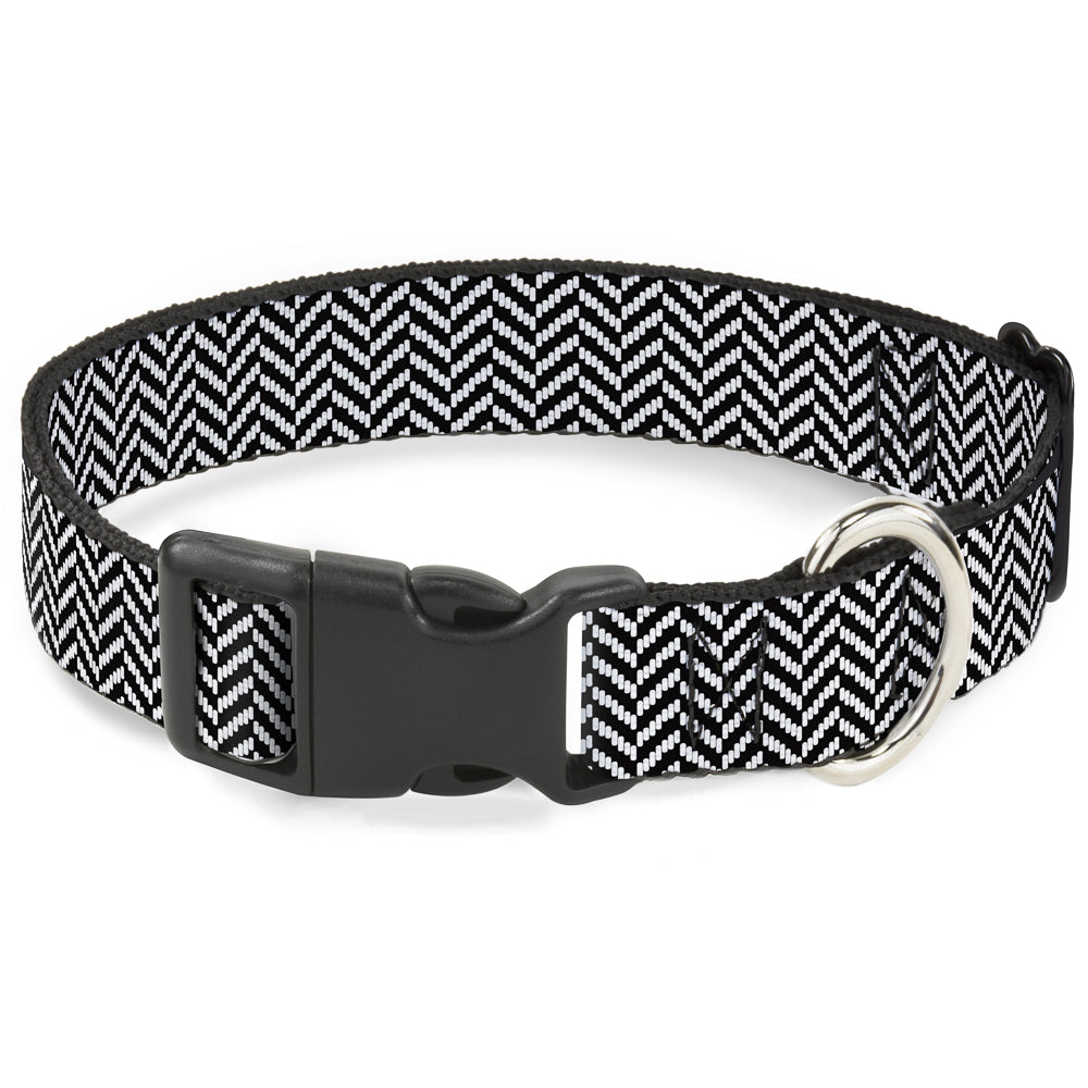 Plastic Clip Collar - Herringbone Jagged Black/White Plastic Clip Collars Buckle-Down