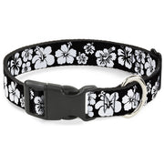 Plastic Clip Collar - Hibiscus Black/White Plastic Clip Collars Buckle-Down