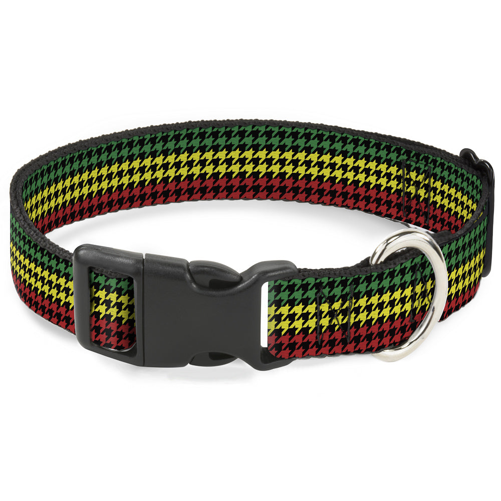Plastic Clip Collar - Houndstooth Black/Rasta Plastic Clip Collars Buckle-Down