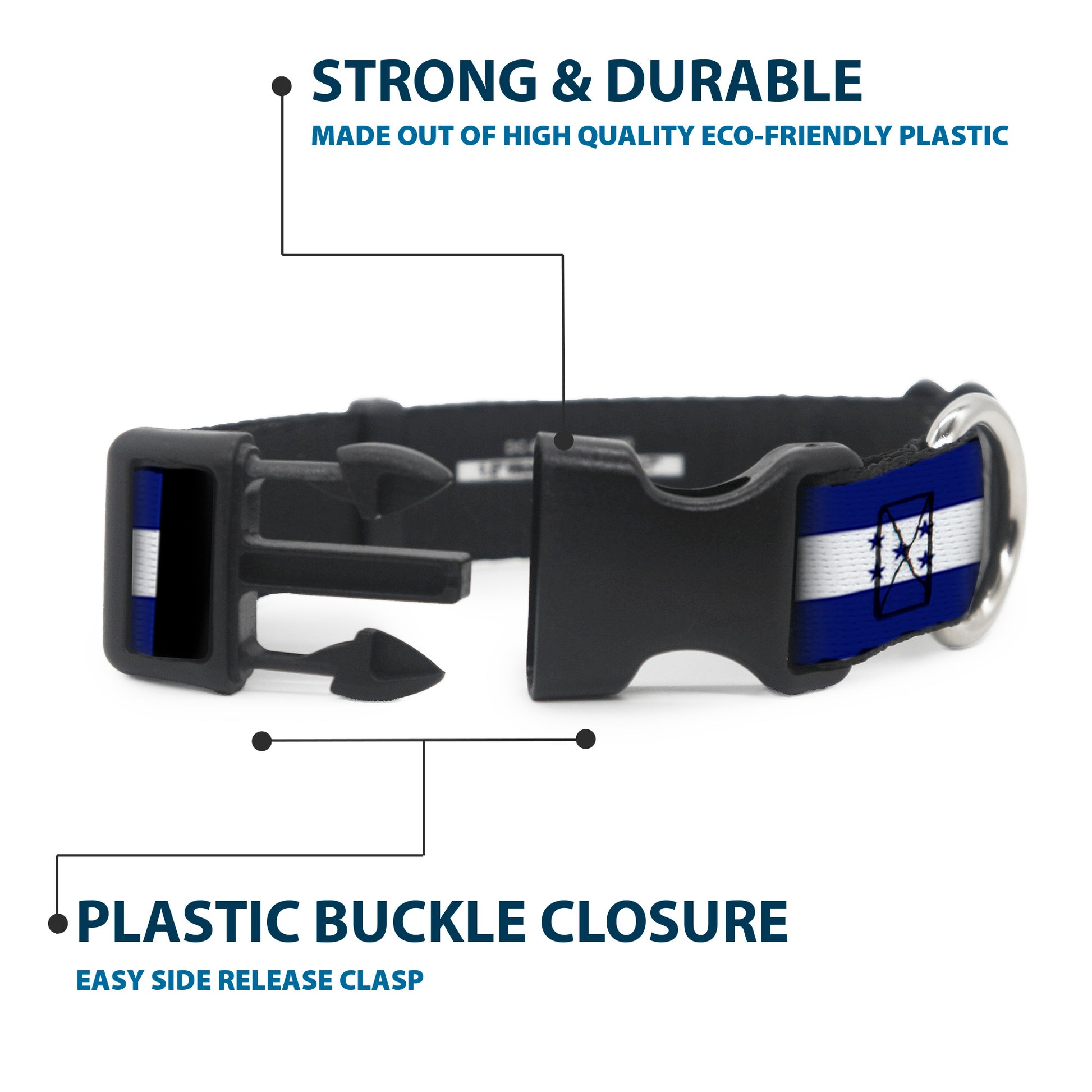 Plastic Clip Collar - Honduras Flags Plastic Clip Collars Buckle-Down