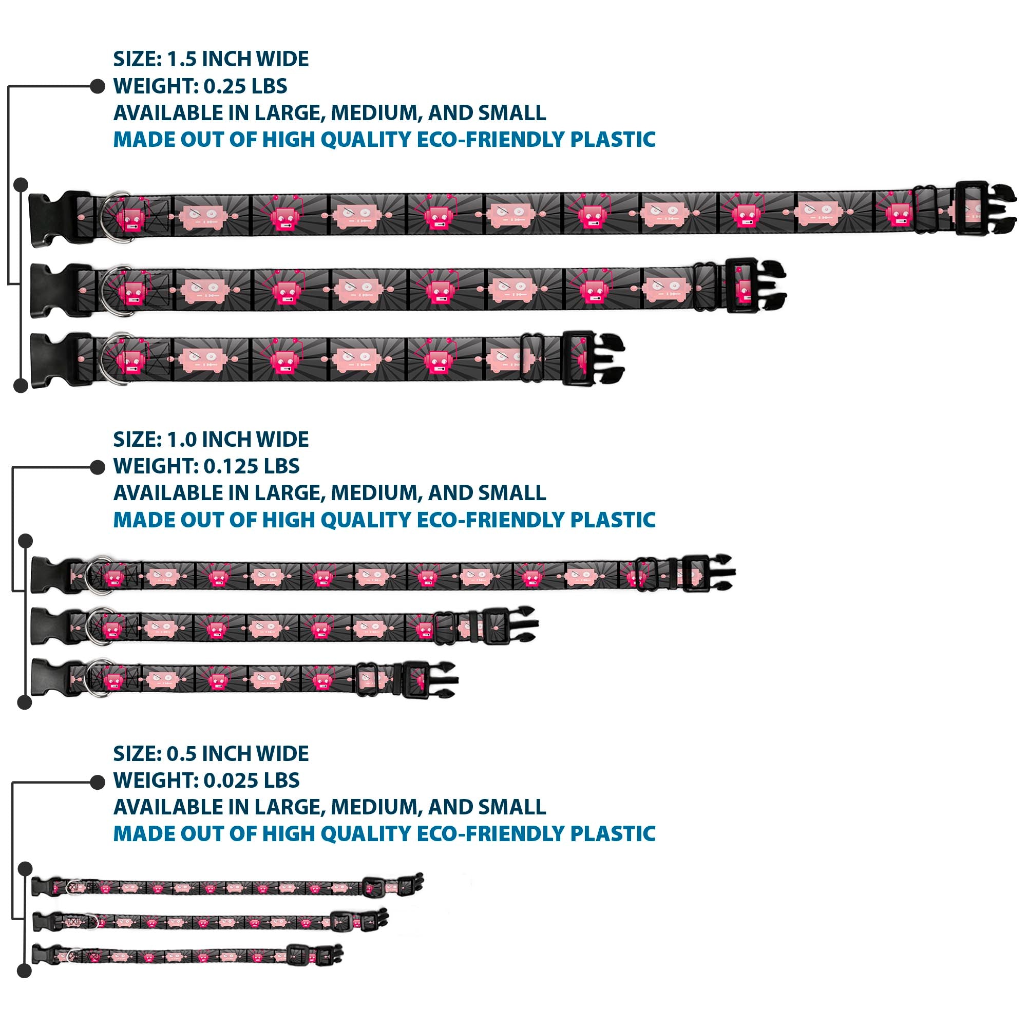 Plastic Clip Collar - Hot Beat Bot Pink Plastic Clip Collars Buckle-Down