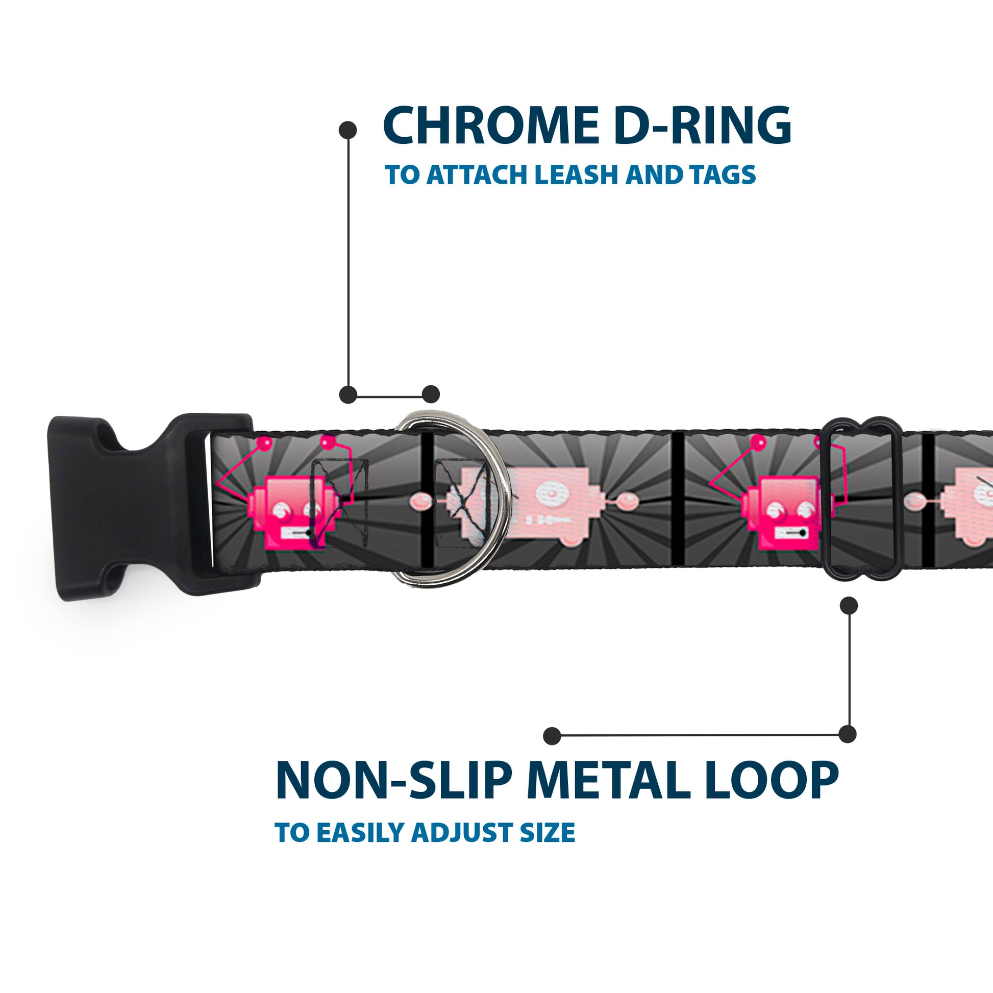 Plastic Clip Collar - Hot Beat Bot Pink Plastic Clip Collars Buckle-Down