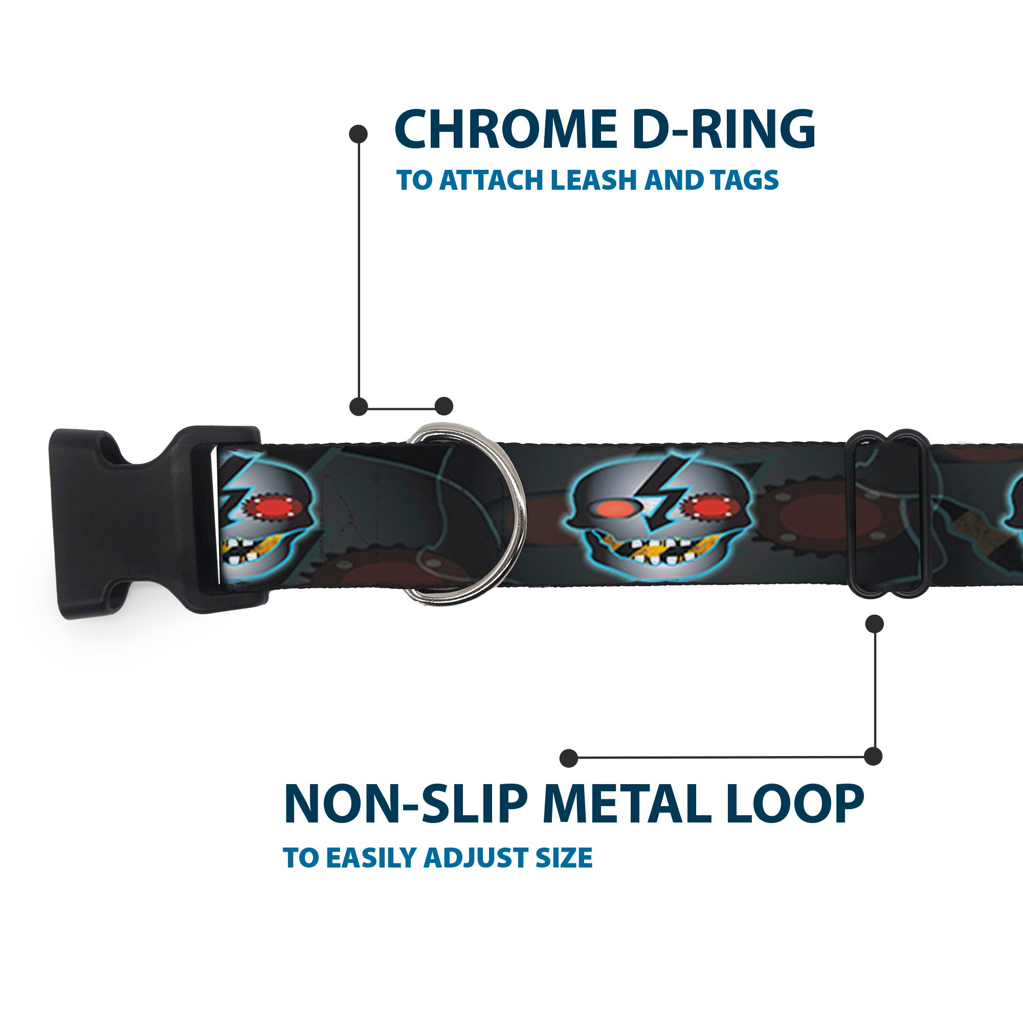 Plastic Clip Collar - High Voltage Skull Plastic Clip Collars Buckle-Down