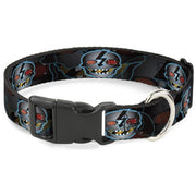 Plastic Clip Collar - High Voltage Skull Plastic Clip Collars Buckle-Down