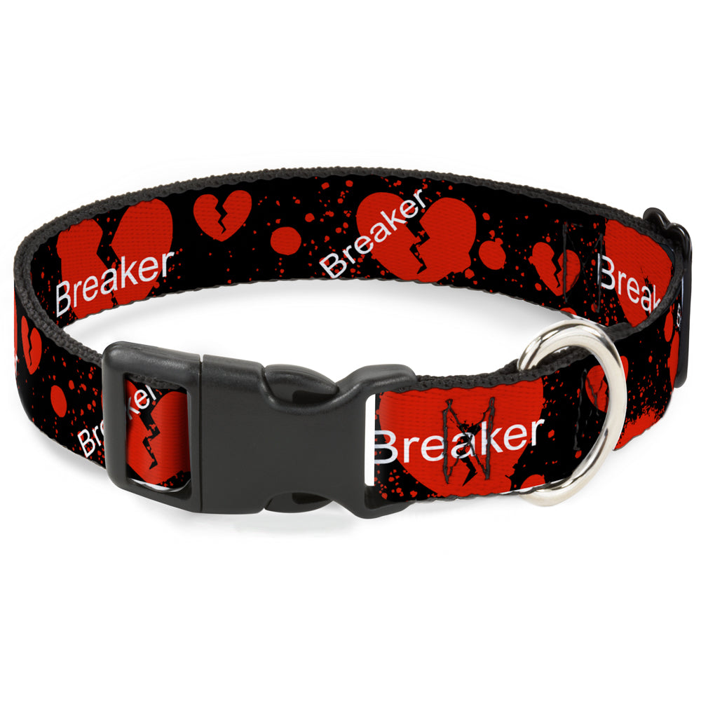 Plastic Clip Collar - Heart Breaker Black/White/Red Plastic Clip Collars Buckle-Down