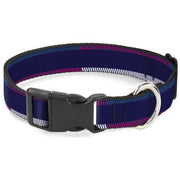 Plastic Clip Collar - Hash Mark Stripe Navy/Turquoise/Fuchsia/White Plastic Clip Collars Buckle-Down