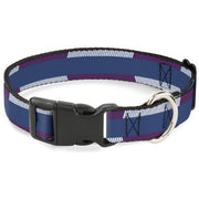 Plastic Clip Collar - Hash Mark Stripe Turquoise/Fuchsia/White Plastic Clip Collars Buckle-Down