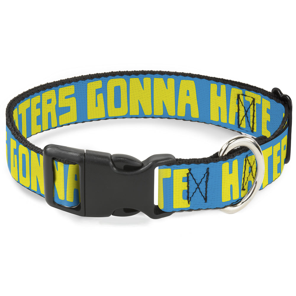 Plastic Clip Collar - HATERS GONNA HATE Turquoise/Yellow Plastic Clip Collars Buckle-Down