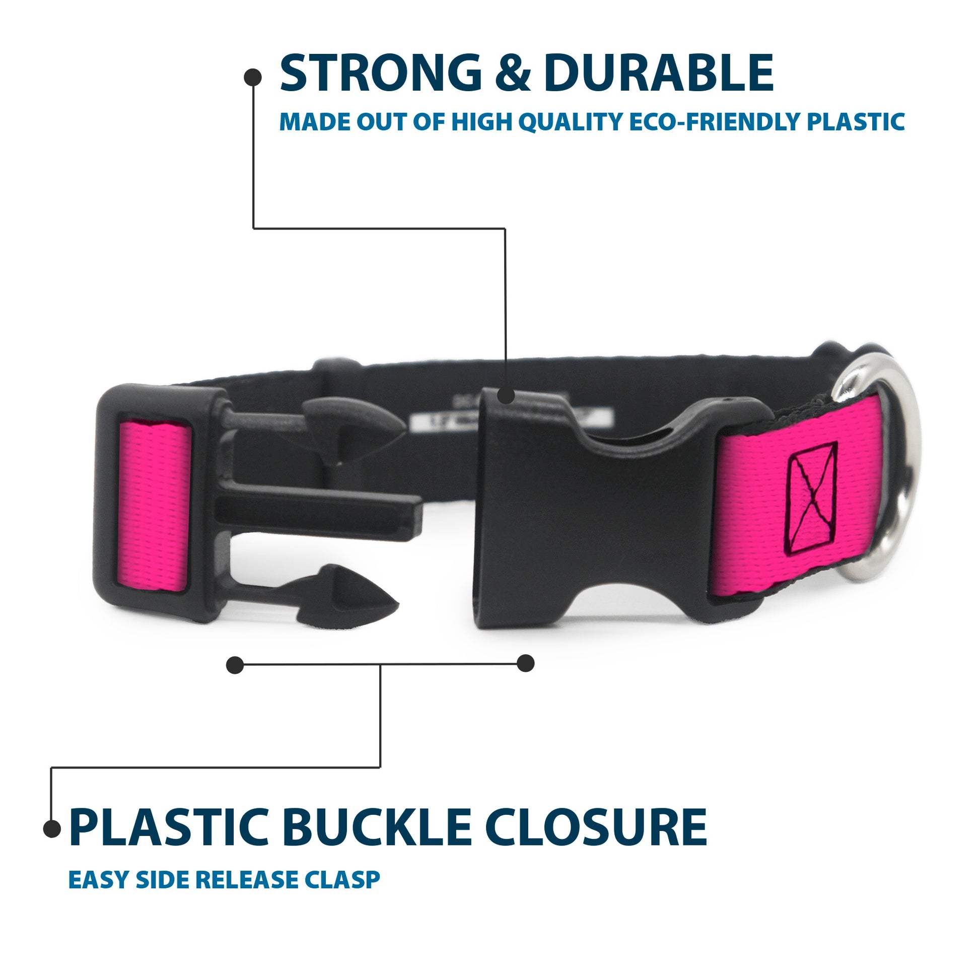 Plastic Clip Collar - Hot Pink Plastic Clip Collars Buckle-Down