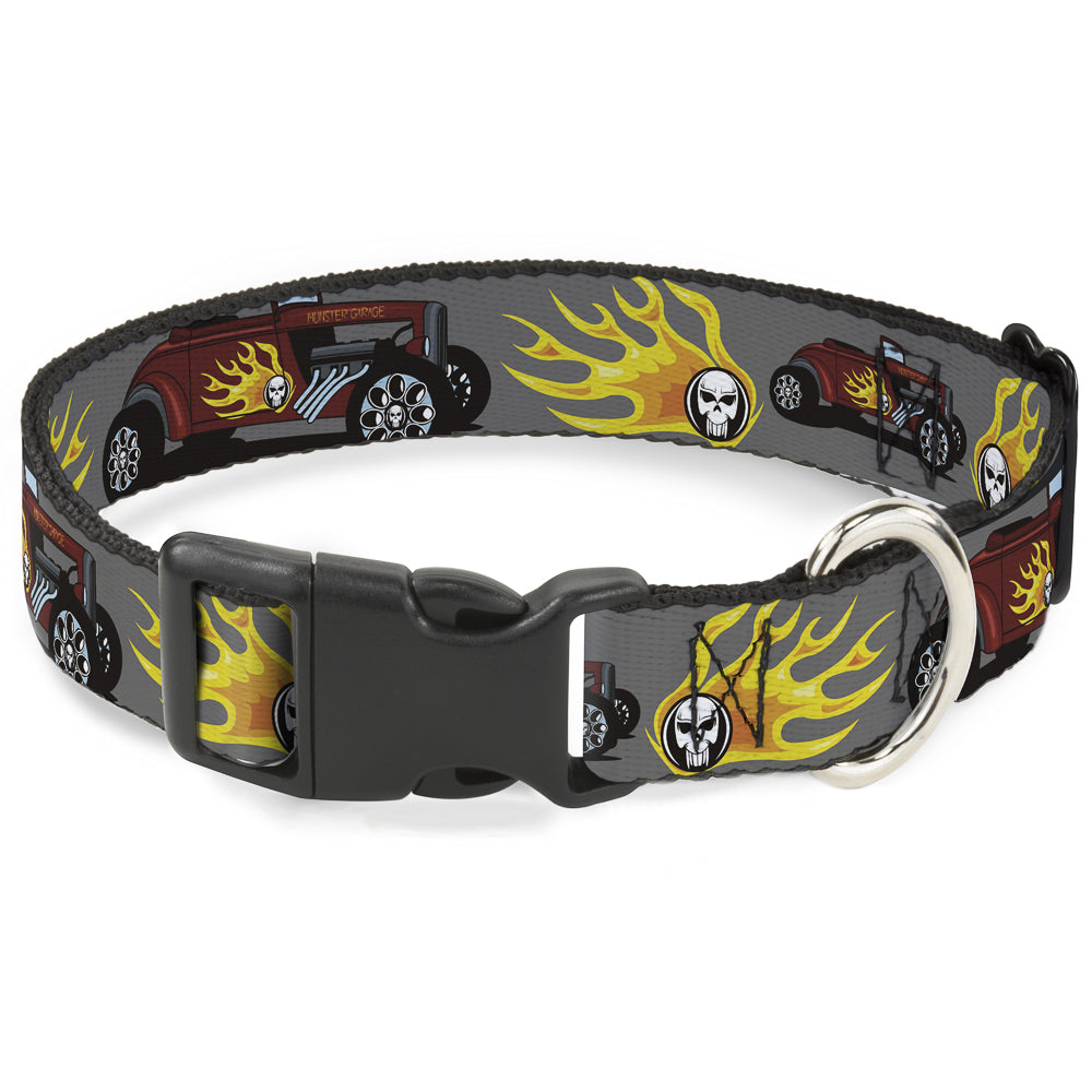 Plastic Clip Collar - Hot Rod w/Flame Skull Plastic Clip Collars Buckle-Down
