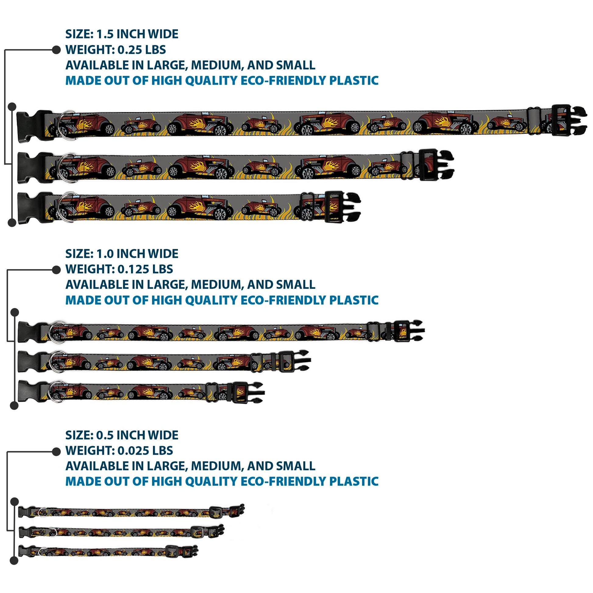 Plastic Clip Collar - Hot Rod w/Flames Plastic Clip Collars Buckle-Down