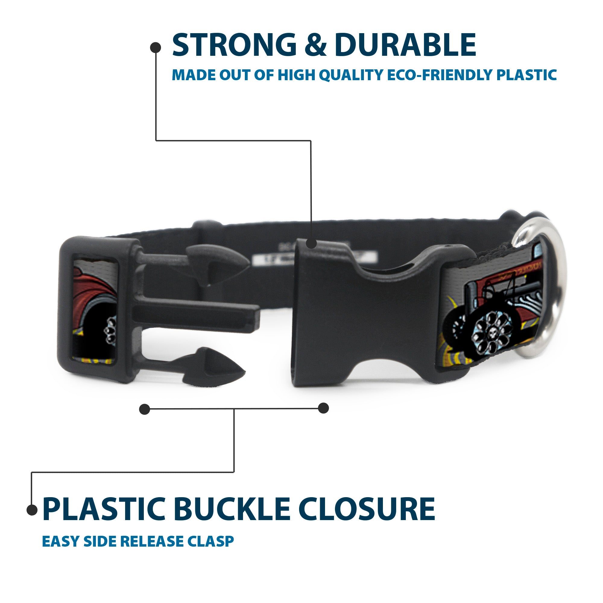 Plastic Clip Collar - Hot Rod w/Flames Plastic Clip Collars Buckle-Down