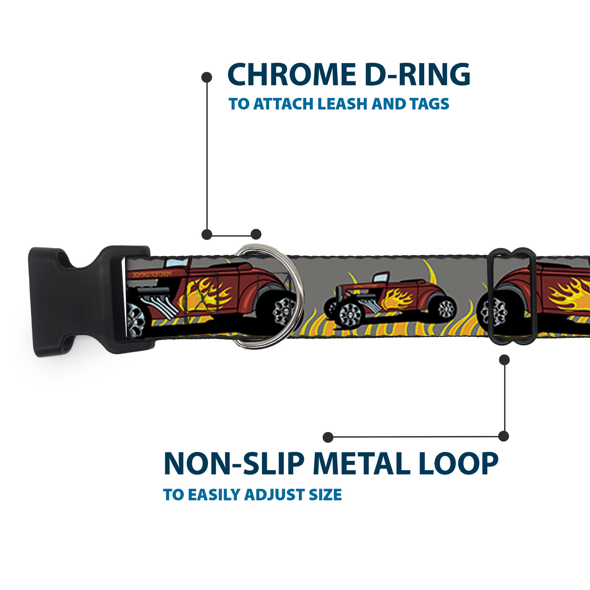 Plastic Clip Collar - Hot Rod w/Flames Plastic Clip Collars Buckle-Down