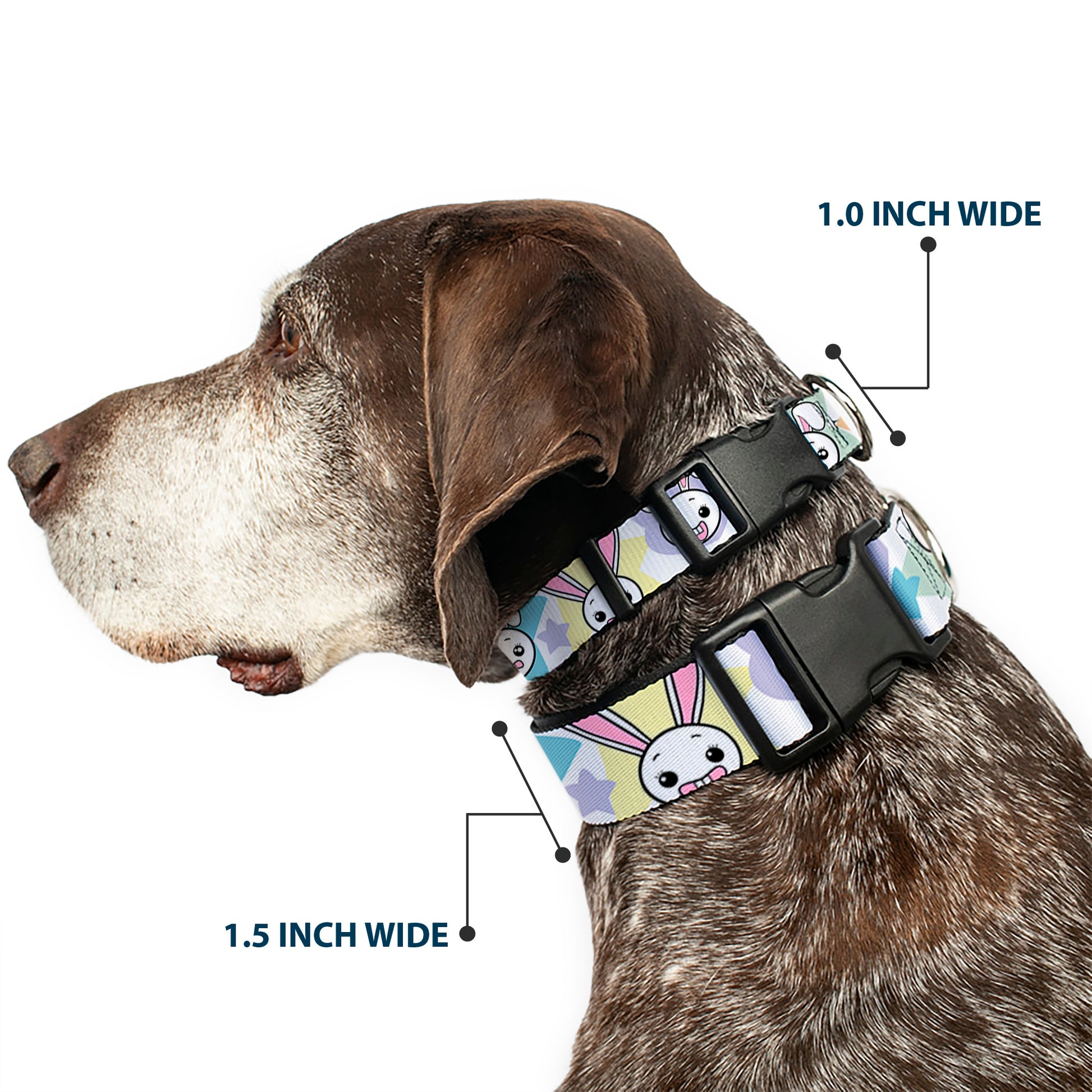Plastic Clip Collar - Happy/Sad Bunnies & Stars White/Pastel Plastic Clip Collars Buckle-Down