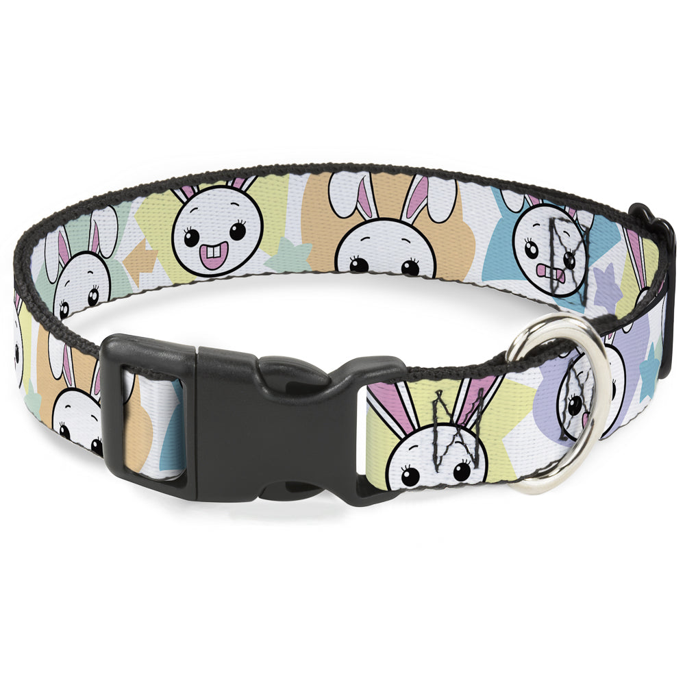 Plastic Clip Collar - Happy/Sad Bunnies & Stars White/Pastel Plastic Clip Collars Buckle-Down