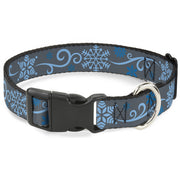 Plastic Clip Collar - Holiday Snowflakes Gray/Blue Plastic Clip Collars Buckle-Down