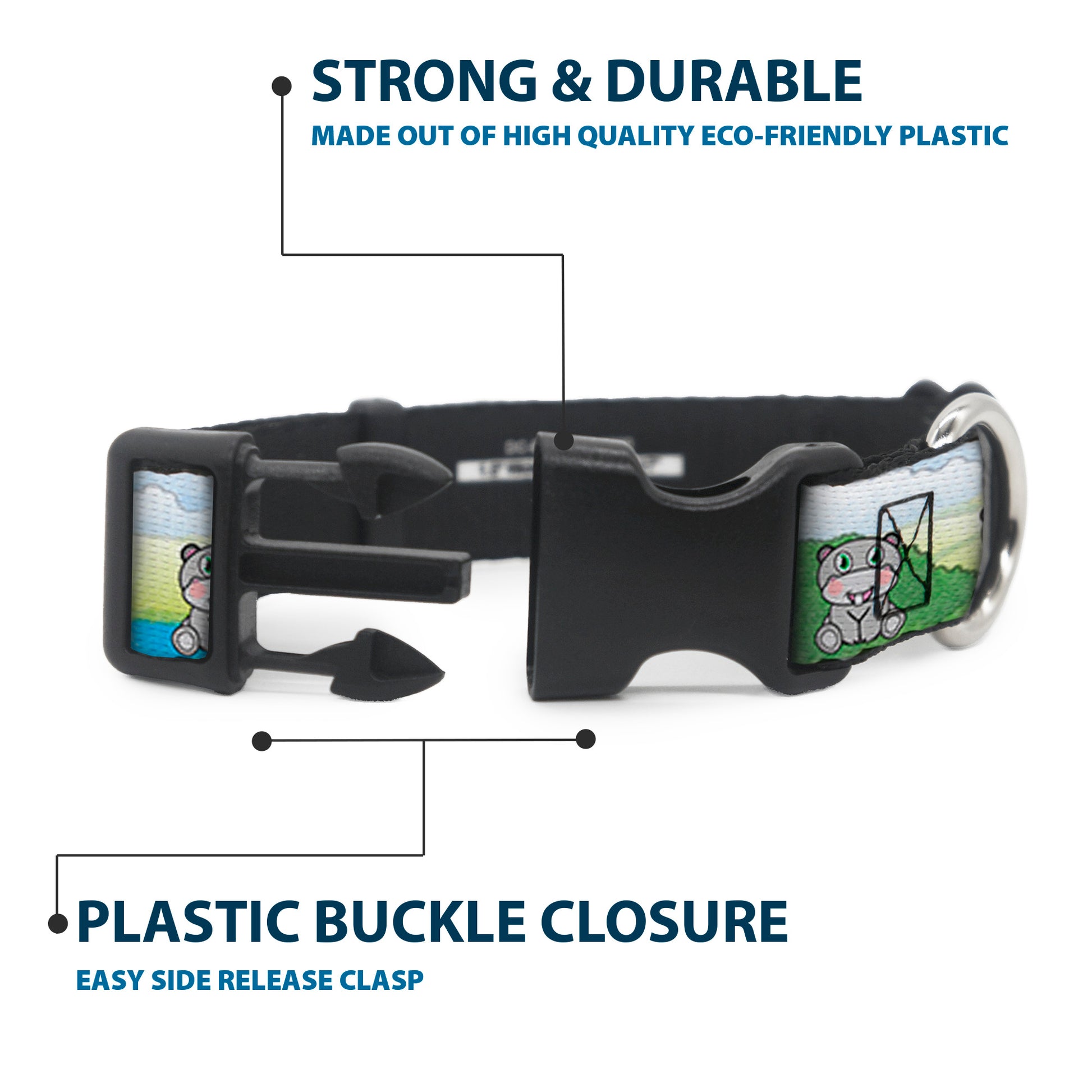 Plastic Clip Collar - Hippo Cartoon Plastic Clip Collars Buckle-Down