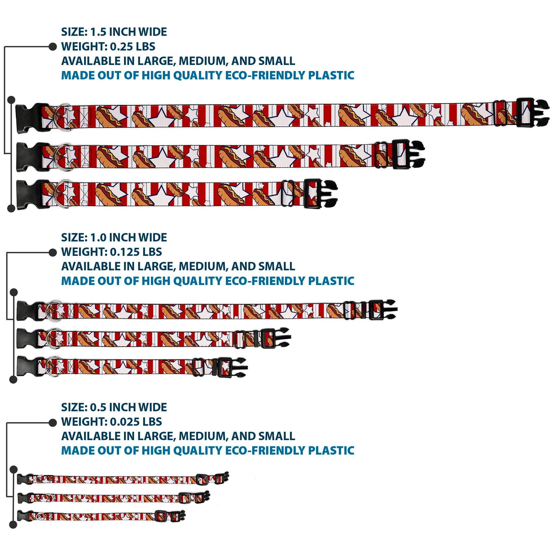 Plastic Clip Collar - Hot Dogs Plastic Clip Collars Buckle-Down