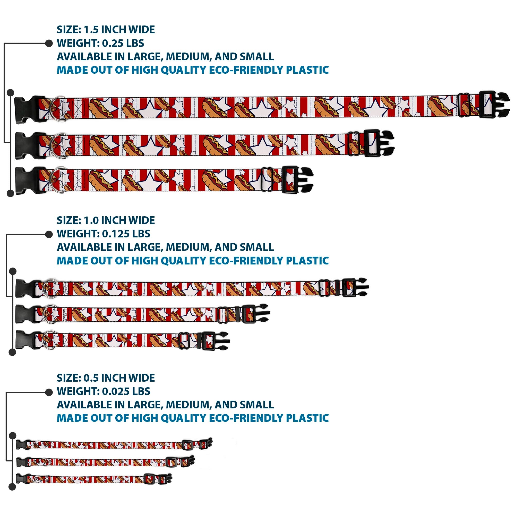 Plastic Clip Collar - Hot Dogs Plastic Clip Collars Buckle-Down